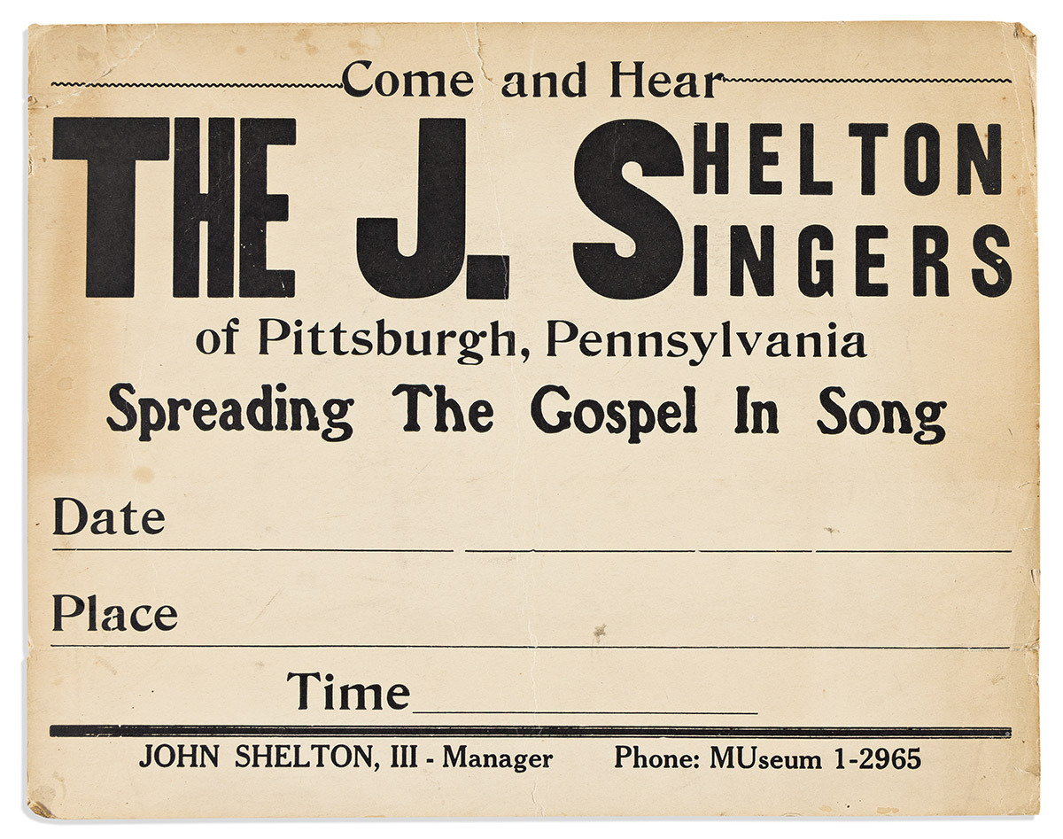 (ENTERTAINMENT--MUSIC.) Papers of Pittsburgh gospel performer John Shelton III.